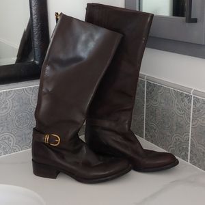 Brown leather boots